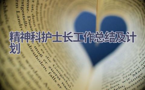 精神科护士长工作总结及计划10篇范文